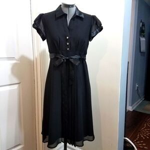 Signature by Robbie Bee black pleated  vintage style party dress 6p
